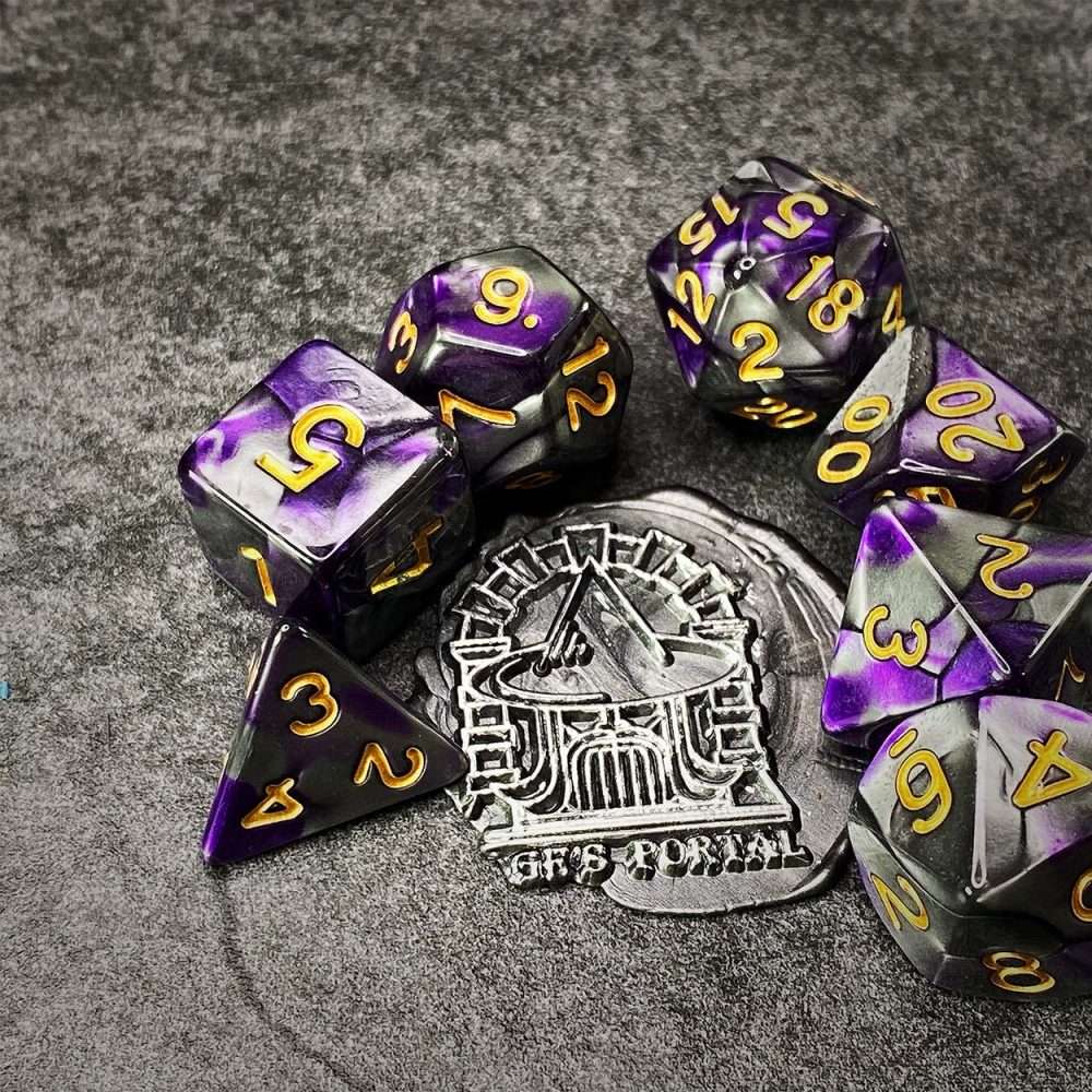 Sage's Stones -Purple/Mica Acrylic Polyhedral Dice Set - Sage's PortalAcrylic Dice Set