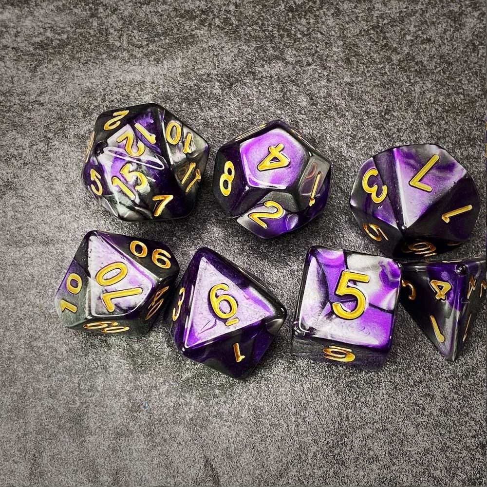 Sage's Stones -Purple/Mica Acrylic Polyhedral Dice Set - Sage's PortalAcrylic Dice Set