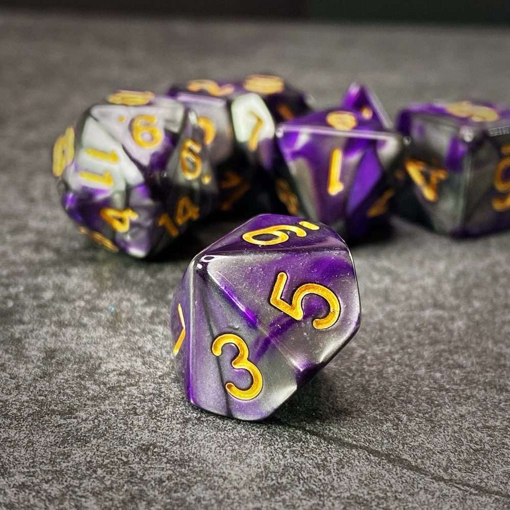 Sage's Stones -Purple/Mica Acrylic Polyhedral Dice Set - Sage's PortalAcrylic Dice Set
