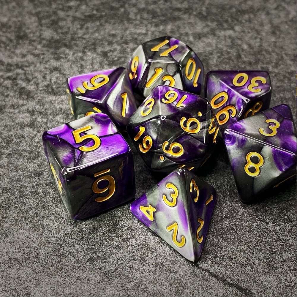 Sage's Stones -Purple/Mica Acrylic Polyhedral Dice Set - Sage's PortalAcrylic Dice Set