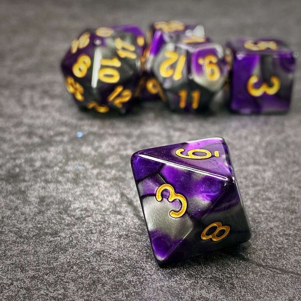 Sage's Stones -Purple/Mica Acrylic Polyhedral Dice Set - Sage's PortalAcrylic Dice Set