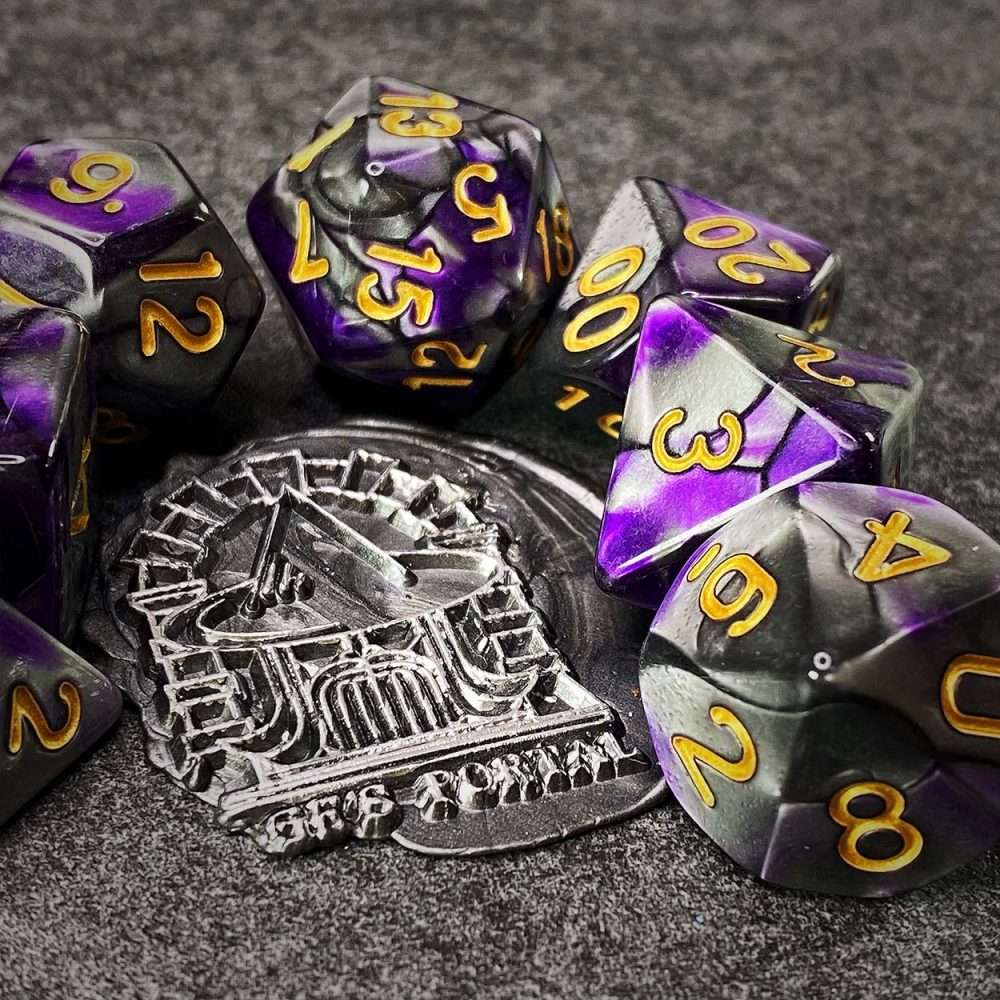 Sage's Stones -Purple/Mica Acrylic Polyhedral Dice Set - Sage's PortalAcrylic Dice Set