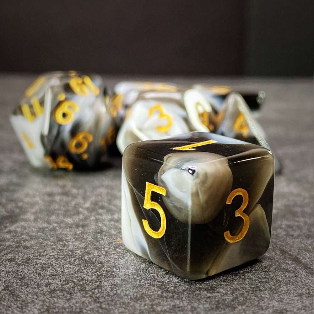 Sage's Stones -White/Mica Acrylic Polyhedral Dice Set - Sage's PortalAcrylic Dice Set