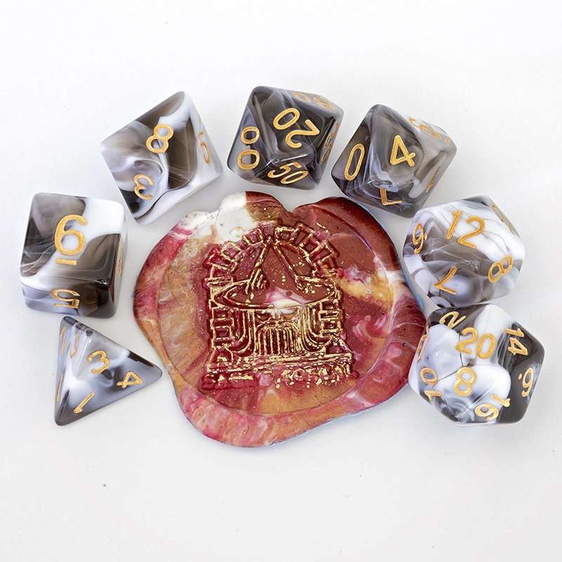 Sage's Stones -White/Mica Acrylic Polyhedral Dice Set - Sage's PortalAcrylic Dice Set