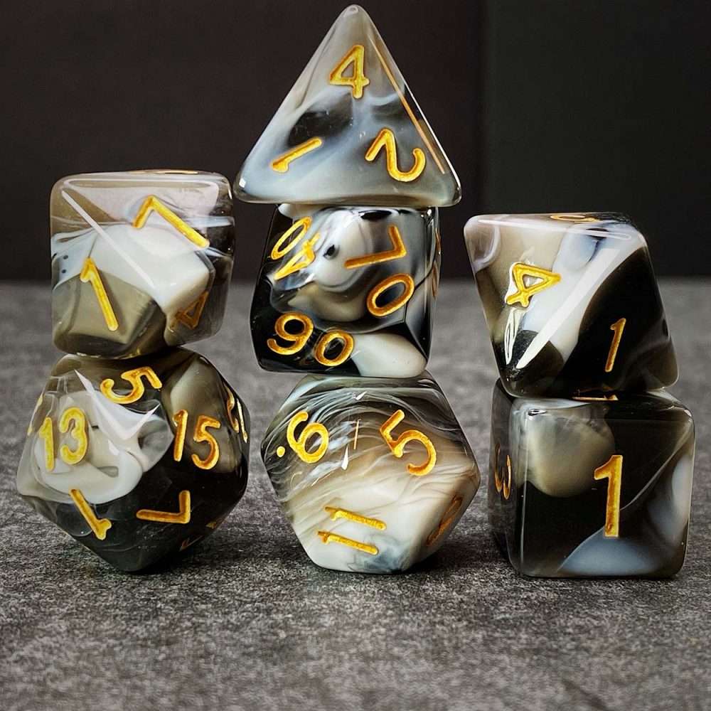 Sage's Stones -White/Mica Acrylic Polyhedral Dice Set - Sage's PortalAcrylic Dice Set