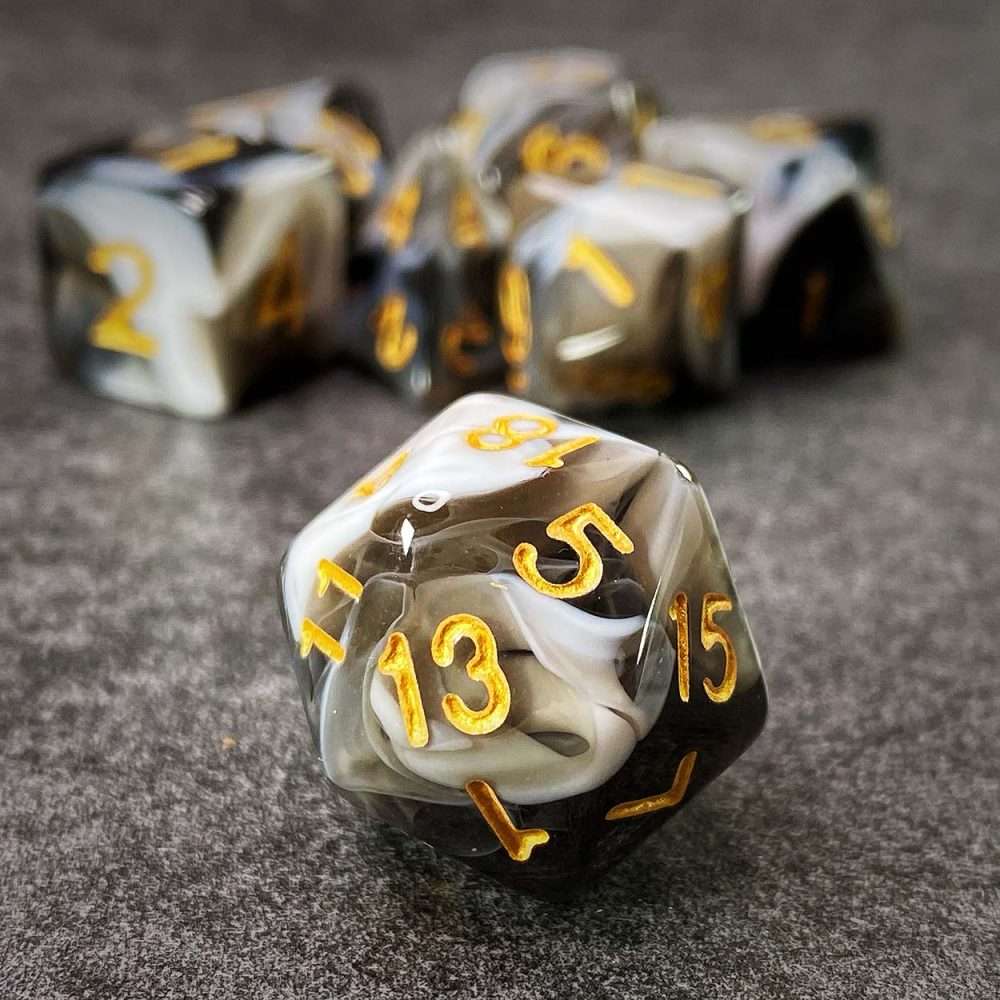 Sage's Stones -White/Mica Acrylic Polyhedral Dice Set - Sage's PortalAcrylic Dice Set