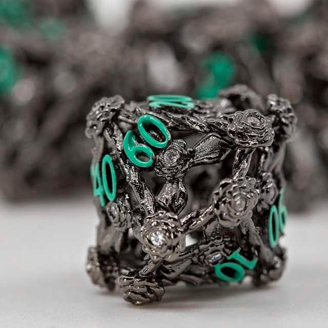 Sage's Tarnished Rose Hollow Metal Polyhedral Dice Set - Sage's PortalHollow Metal Dice Set