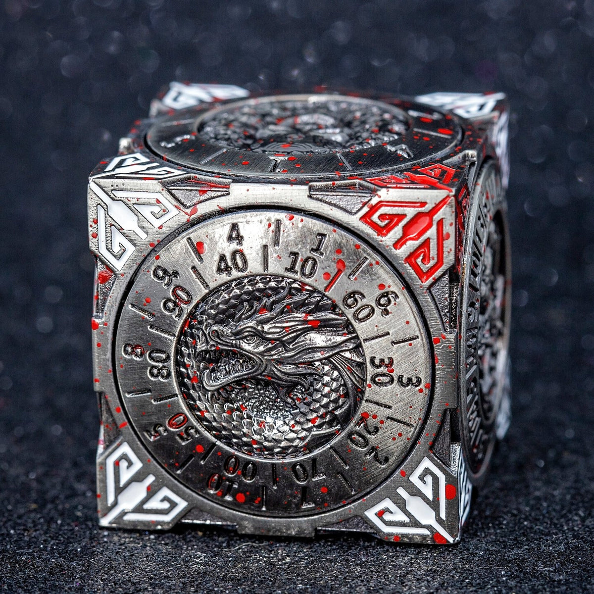 Sage's Tesseracts Bloodstained Menagerie Metal Cube Dice Spinner - Sage's PortalDice Wheel