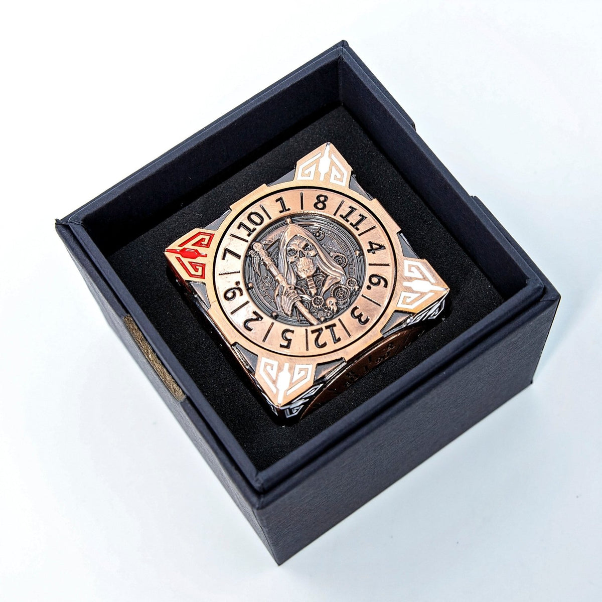 Sage's Tesseracts Bronze Menagerie Metal Cube Dice Spinner - Sage's PortalDice Wheel