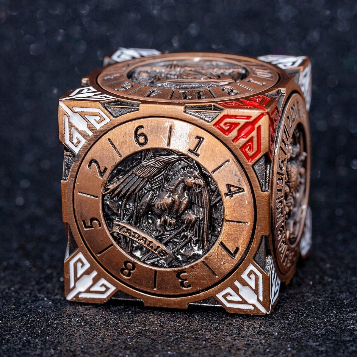 Sage's Tesseracts Bronze Menagerie Metal Cube Dice Spinner - Sage's PortalDice Wheel