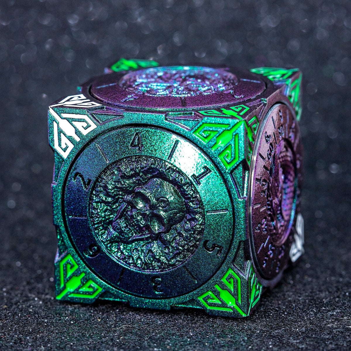 Sage's Tesseracts Nightshade Menagerie Metal Cube Dice Spinner - Sage's PortalDice Wheel