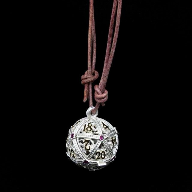 Sage’s Tiny Treasures Winter Rose Draconic Cage Necklace with Miniature Dice Set - Sage's PortalMetal Dice Set