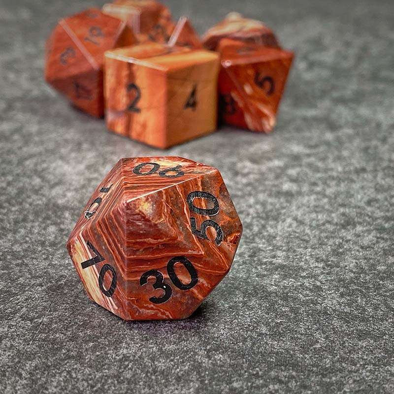 Sage's Treasures - Captured Canyon Rainbow Stone Gemstone Polyhedral Dice Set - Sage's PortalGemstone Dice Set