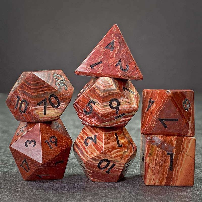 Sage's Treasures - Captured Canyon Rainbow Stone Gemstone Polyhedral Dice Set - Sage's PortalGemstone Dice Set