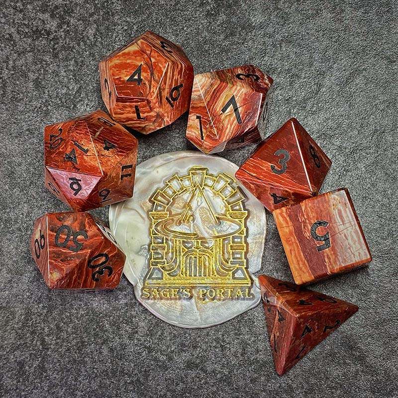Sage's Treasures - Captured Canyon Rainbow Stone Gemstone Polyhedral Dice Set - Sage's PortalGemstone Dice Set
