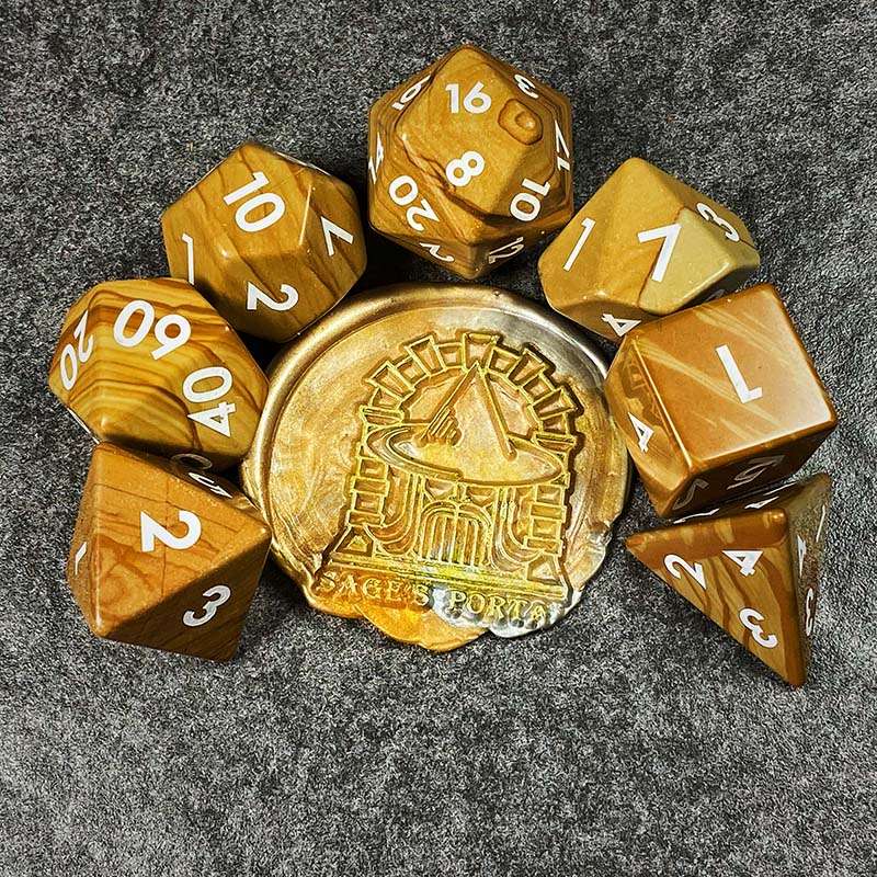 Sage's Treasures - Captured Oasis Serpenggiante Gemstone Polyhedral Dice Set - Sage's PortalGemstone Dice Set
