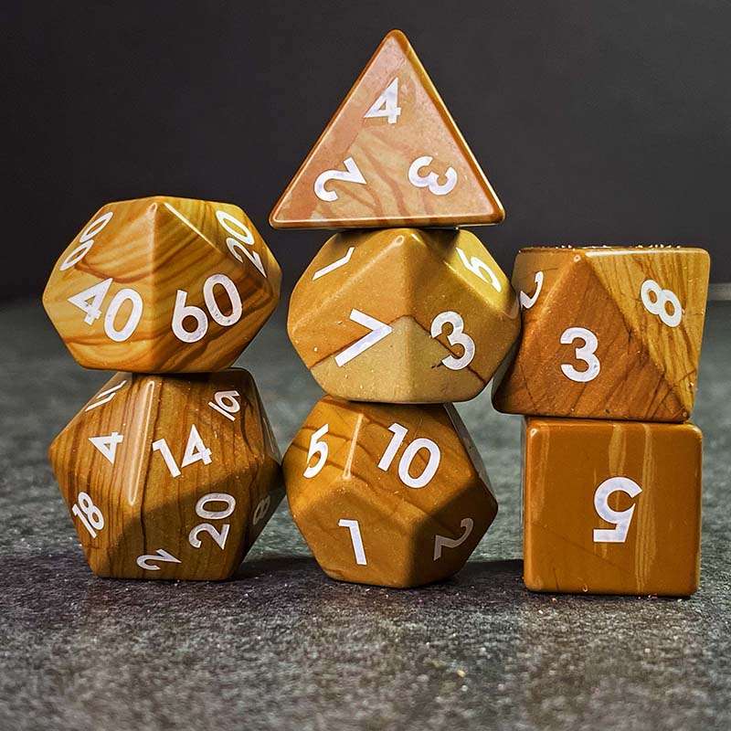 Sage's Treasures - Captured Oasis Serpenggiante Gemstone Polyhedral Dice Set - Sage's PortalGemstone Dice Set