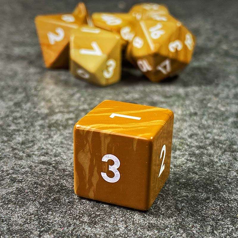 Sage's Treasures - Captured Oasis Serpenggiante Gemstone Polyhedral Dice Set - Sage's PortalGemstone Dice Set