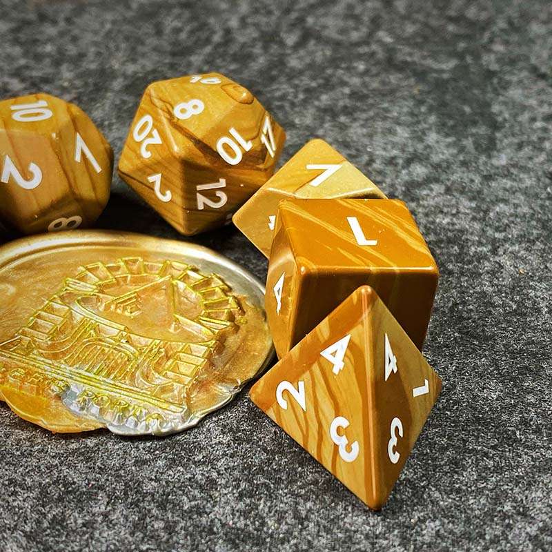 Sage's Treasures - Captured Oasis Serpenggiante Gemstone Polyhedral Dice Set - Sage's PortalGemstone Dice Set