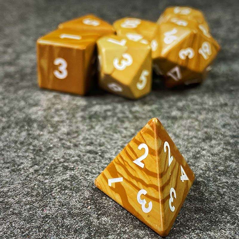 Sage's Treasures - Captured Oasis Serpenggiante Gemstone Polyhedral Dice Set - Sage's PortalGemstone Dice Set
