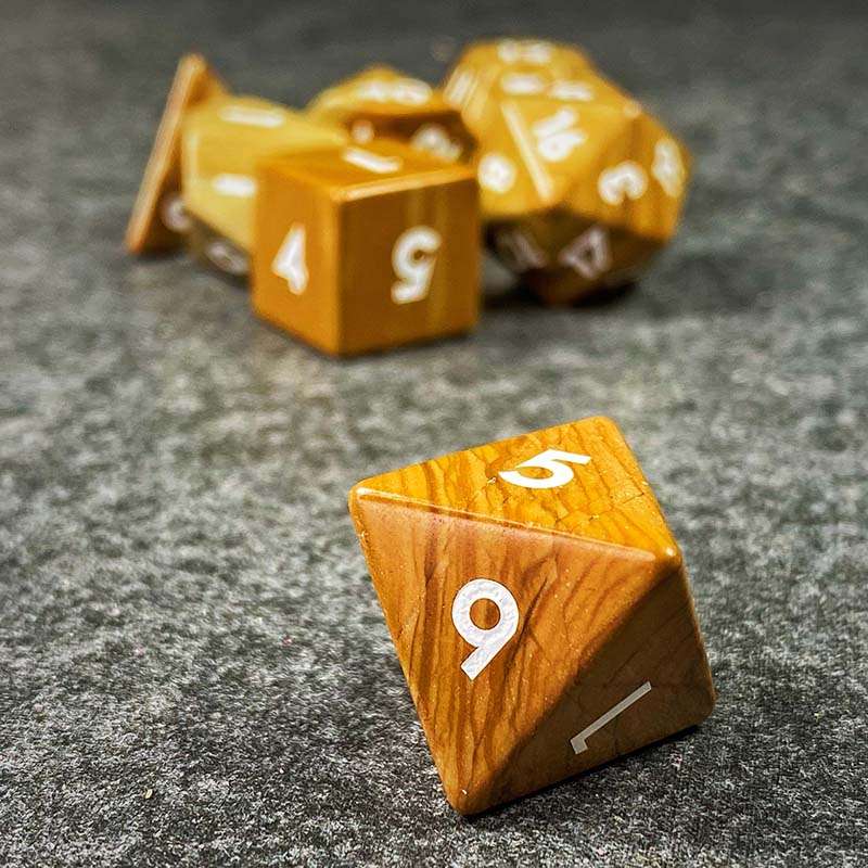 Sage's Treasures - Captured Oasis Serpenggiante Gemstone Polyhedral Dice Set - Sage's PortalGemstone Dice Set
