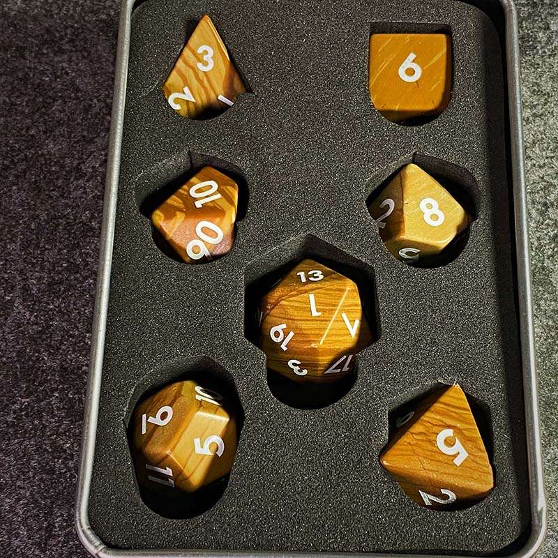 Sage's Treasures - Captured Oasis Serpenggiante Gemstone Polyhedral Dice Set - Sage's PortalGemstone Dice Set