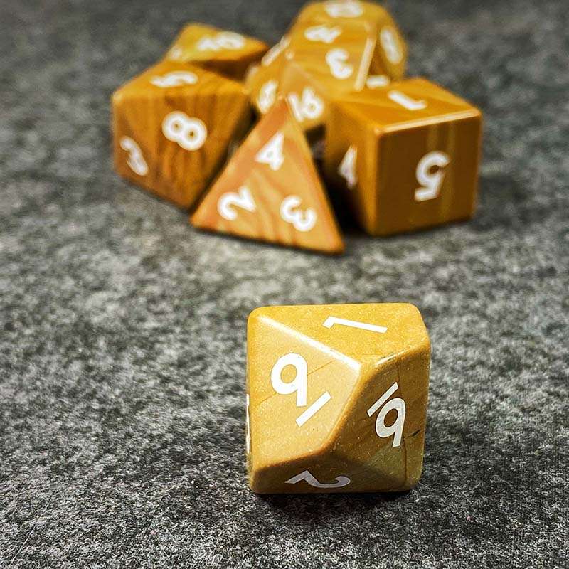 Sage's Treasures - Captured Oasis Serpenggiante Gemstone Polyhedral Dice Set - Sage's PortalGemstone Dice Set