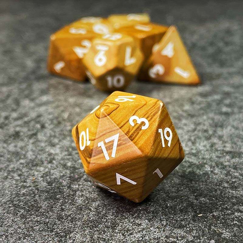 Sage's Treasures - Captured Oasis Serpenggiante Gemstone Polyhedral Dice Set - Sage's PortalGemstone Dice Set