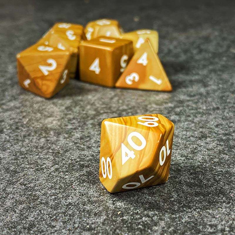 Sage's Treasures - Captured Oasis Serpenggiante Gemstone Polyhedral Dice Set - Sage's PortalGemstone Dice Set
