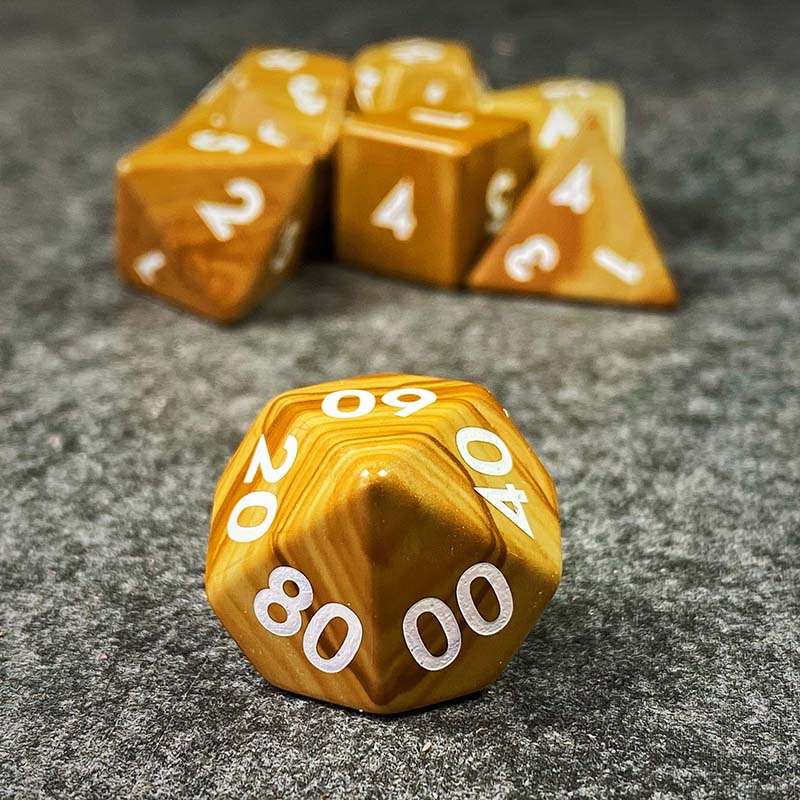 Sage's Treasures - Captured Oasis Serpenggiante Gemstone Polyhedral Dice Set - Sage's PortalGemstone Dice Set
