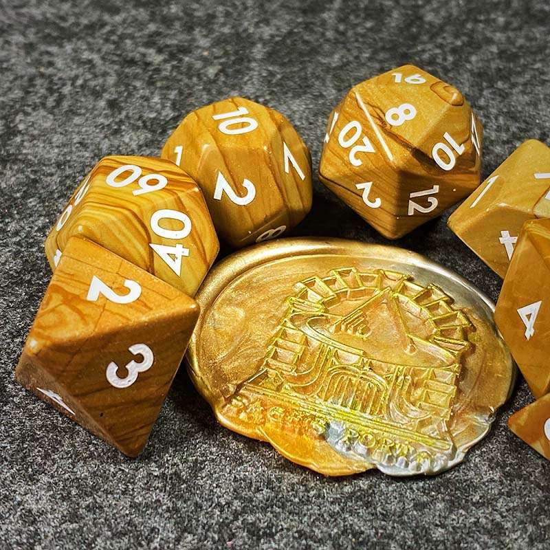 Sage's Treasures - Captured Oasis Serpenggiante Gemstone Polyhedral Dice Set - Sage's PortalGemstone Dice Set