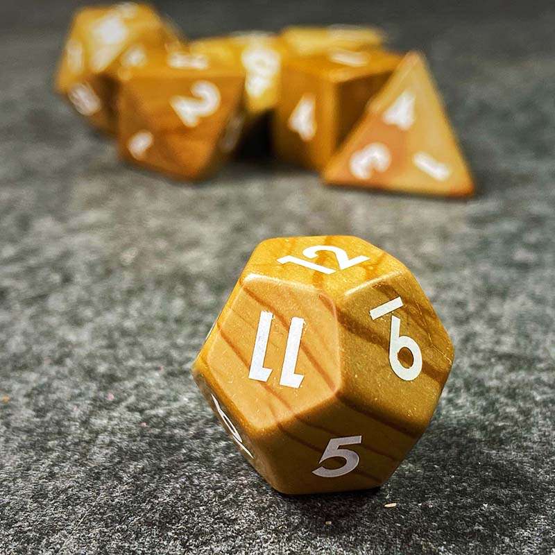 Sage's Treasures - Captured Oasis Serpenggiante Gemstone Polyhedral Dice Set - Sage's PortalGemstone Dice Set