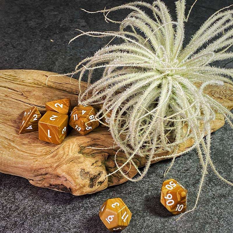 Sage's Treasures - Captured Oasis Serpenggiante Gemstone Polyhedral Dice Set - Sage's PortalGemstone Dice Set