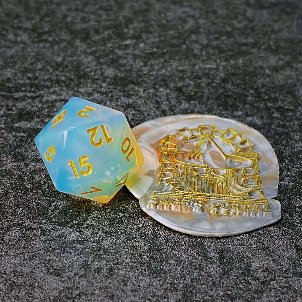 Sage's Treasures - Captured Sunset Opal Gemstone Polyhedral Dice Set - Sage's PortalGemstone Dice Set