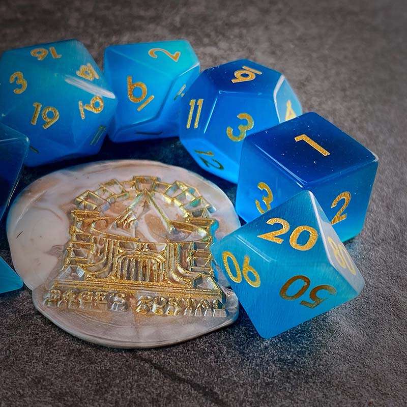 Sage's Treasures - Gemstone Blue Cat's Eye Polyhedral Dice Set - Sage's PortalGemstone Dice Set