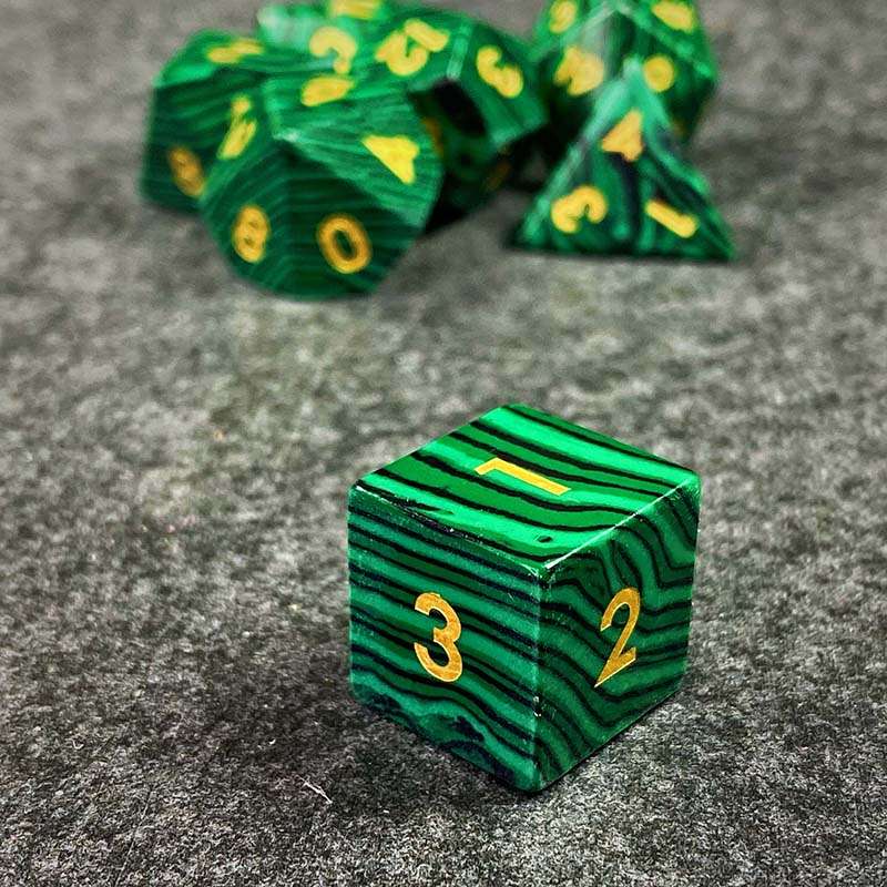 Sage's Treasures - Naga Souls Malachite Gemstone Polyhedral Dice Set - Sage's PortalGemstone Dice Set