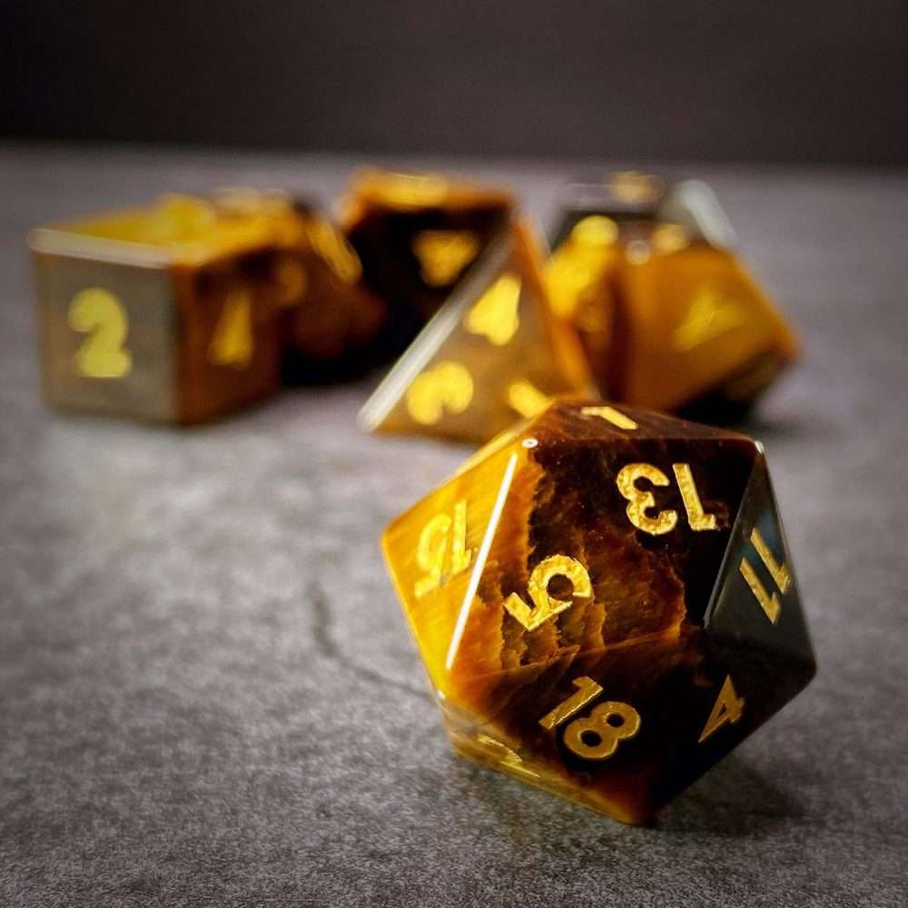 Sage's Treasures - Tigerseye Gemstone Polyhedral Dice Set - Sage's PortalGemstone Dice Set