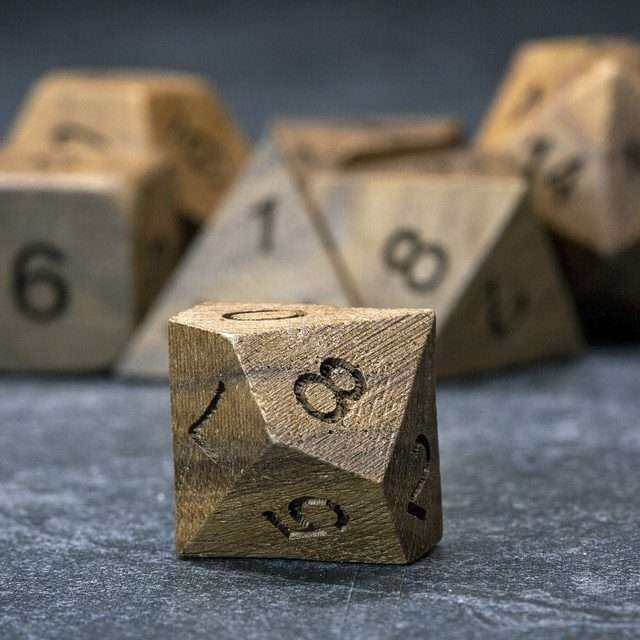 Sage's Trees - Black Walnut Oversized Wood Natural Ink Polyhedral Dice Set - Sage's PortalWood Dice Set