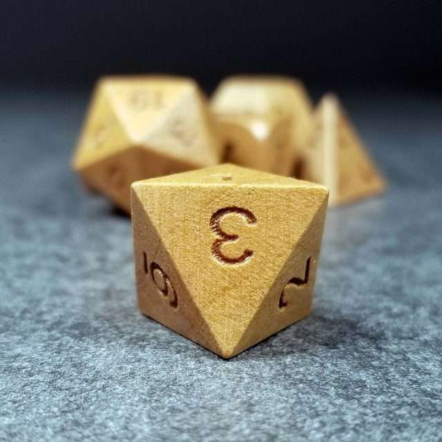 Sage’s Trees - Cherry Wood Oversized Natural Ink Polyhedral Dice Set - Sage's PortalWood Dice Set