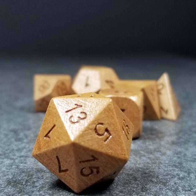 Sage’s Trees - Cherry Wood Oversized Natural Ink Polyhedral Dice Set - Sage's PortalWood Dice Set