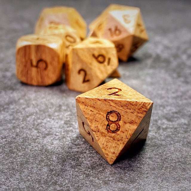 Sage’s Trees - Cherry Wood Oversized Natural Ink Polyhedral Dice Set - Sage's PortalWood Dice Set