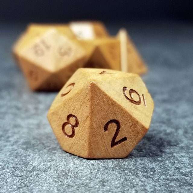 Sage’s Trees - Cherry Wood Oversized Natural Ink Polyhedral Dice Set - Sage's PortalWood Dice Set
