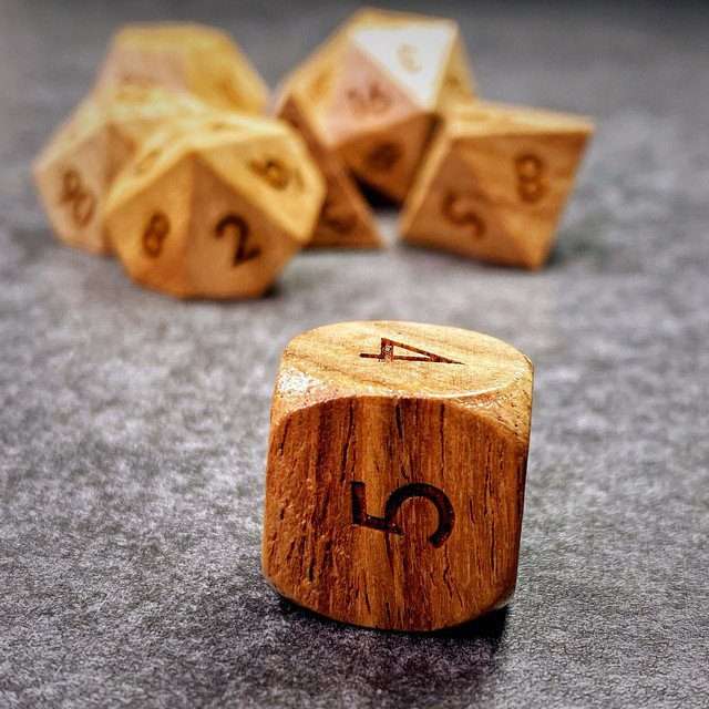 Sage’s Trees - Cherry Wood Oversized Natural Ink Polyhedral Dice Set - Sage's PortalWood Dice Set