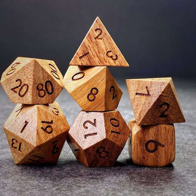 Sage’s Trees - Cherry Wood Oversized Natural Ink Polyhedral Dice Set - Sage's PortalWood Dice Set