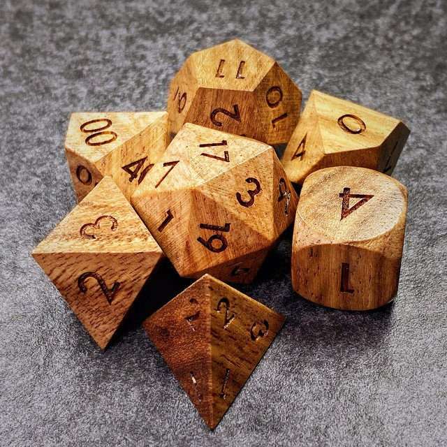 Sage’s Trees - Cherry Wood Oversized Natural Ink Polyhedral Dice Set - Sage's PortalWood Dice Set