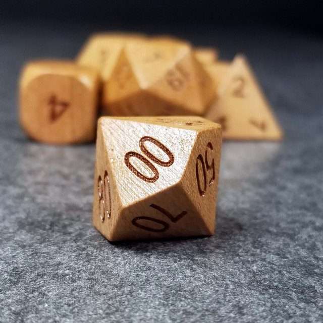 Sage’s Trees - Cherry Wood Oversized Natural Ink Polyhedral Dice Set - Sage's PortalWood Dice Set