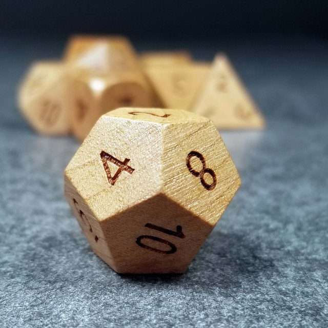 Sage’s Trees - Cherry Wood Oversized Natural Ink Polyhedral Dice Set - Sage's PortalWood Dice Set