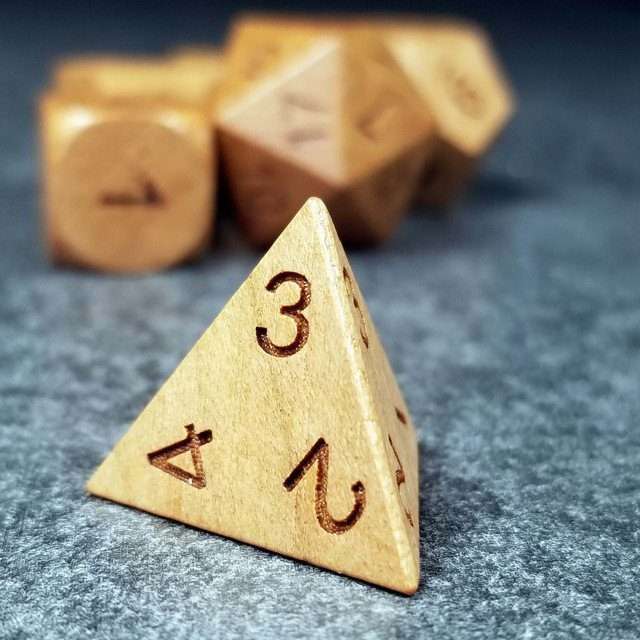 Sage’s Trees - Cherry Wood Oversized Natural Ink Polyhedral Dice Set - Sage's PortalWood Dice Set