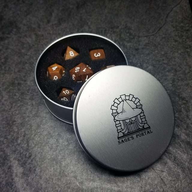 Sage’s Trees - Ebony Wood White Ink Oversized Polyhedral Dice Set - Sage's PortalWood Dice Set