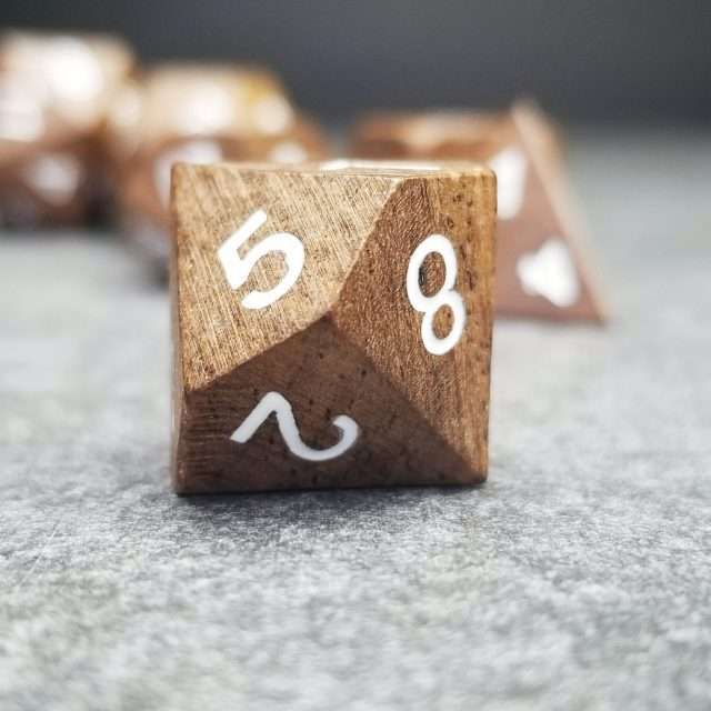 Sage’s Trees - Ebony Wood White Ink Oversized Polyhedral Dice Set - Sage's PortalWood Dice Set